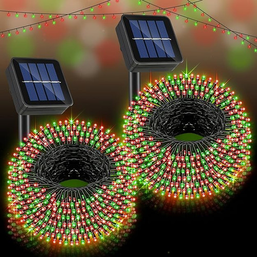 Paquete De 2 Tiras De Luces Solares Para Exteriores 100 Led