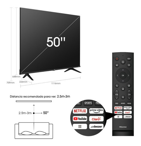 Tv Hisense Led A6h 50 Ultra Hd Hdr 10 Smart