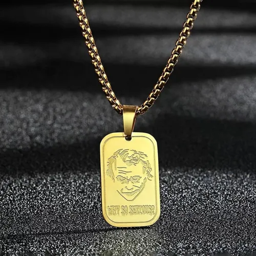 Collar Para Hombre Y Mujer Dije Guason Joker Acero Color Oro