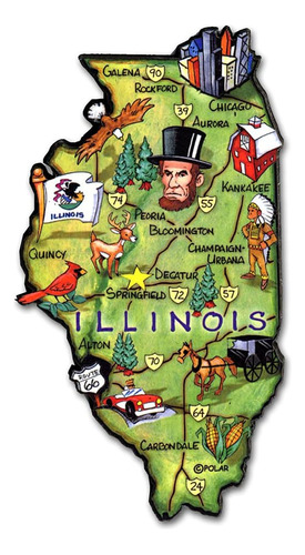 Illinois Artwood State Magnet Recuerdo Coleccionable Classic