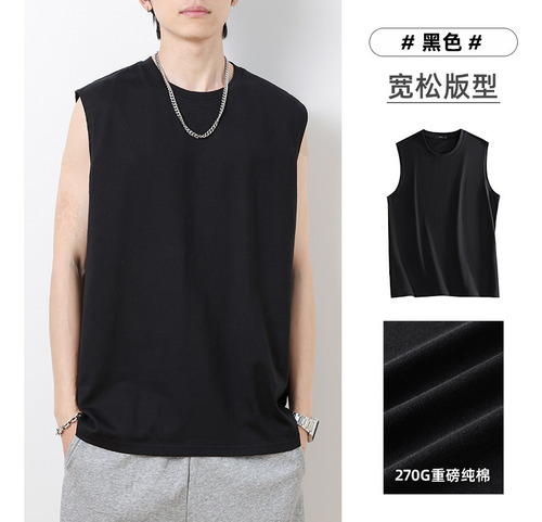 Camiseta Sin Mangas Para Hombre De Algodón Puro Color Liso