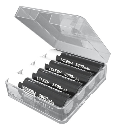 Lclebm 4 Bateras Recargables De 3600 Mah Con Tapa Plana De 3