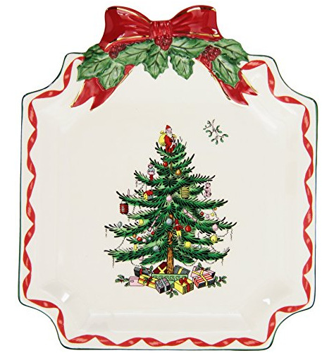 Árbol De Navidad De Santa Spode Plato, De Oro.