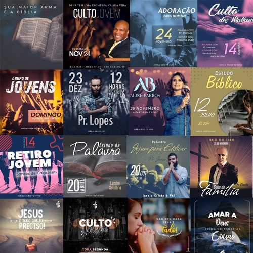 Artes Editáveis Mídias Sociais Para Gospel