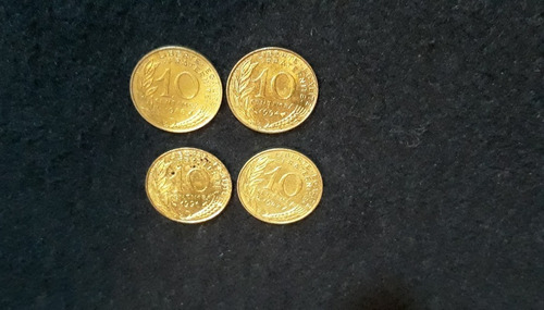 Lote 4 Moedas 10 Cêntimos França 1987 1988 1991 1994 (Usado)