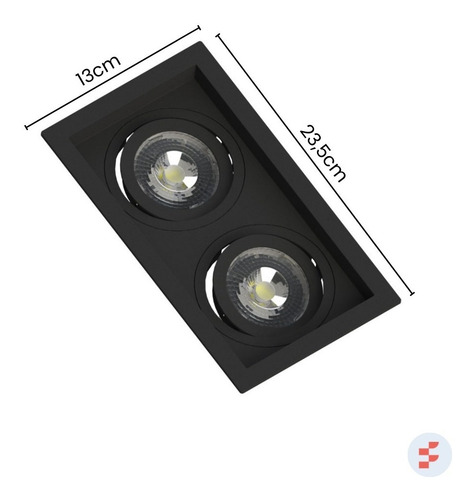 Kit 5 Par20 Duplo Spot Preto Luminária Led Recuado Save