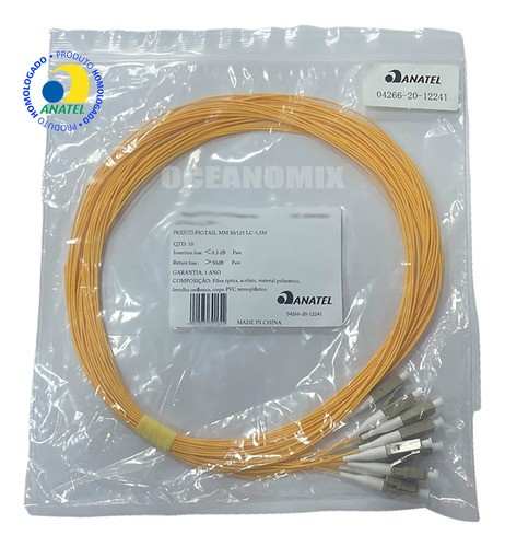 200 Pig Tail Lc Multimodo 1,5mt Simplex 50/125 Com Anatel