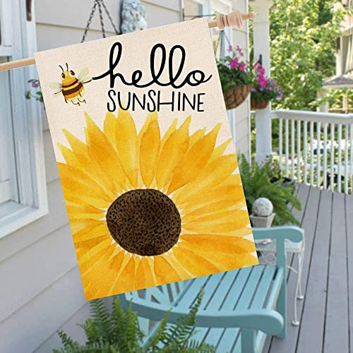 Bandera De Casa De Verano Hello Sunshine Doble Cara, Ba...