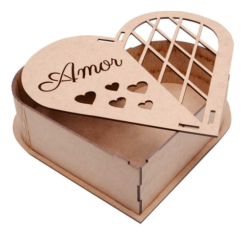 Imagem 1 de 6 de Caixa Coração Mdf Amor M 22,5x17x6cm Hot Pink