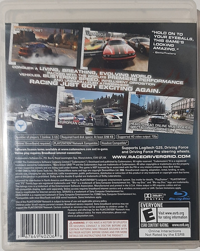 Jogo De Ps3 Grid Semi-novo Completo (Usado)