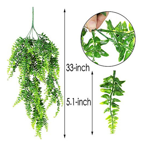 2 Piezas De Plantas Artificiales Colgantes Helechos Resisten