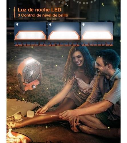 Ventilador De Camping Portátil Con Control Remoto Lámpara Le