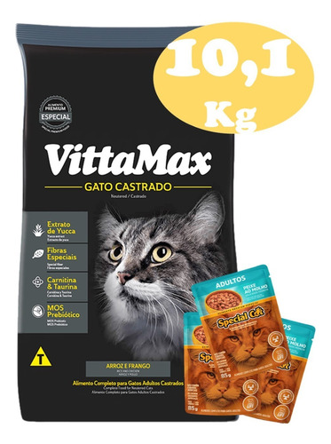 Vittamax Gato Castrado Pollo Y Arroz 10.1 Kg + Regalo