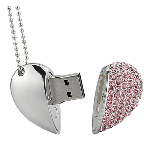 Wooteck - Memoria Usb Con Collar, 16 Gb, Diseo De Corazn, Co