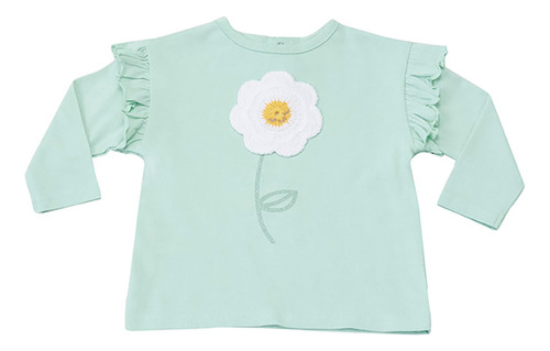 Polera Bebe  Parche Flor Verde Corona