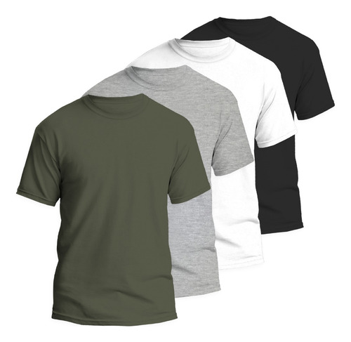 Pack De Remeras Hombre X4 Manga Corta Lisa Algodón Colores!