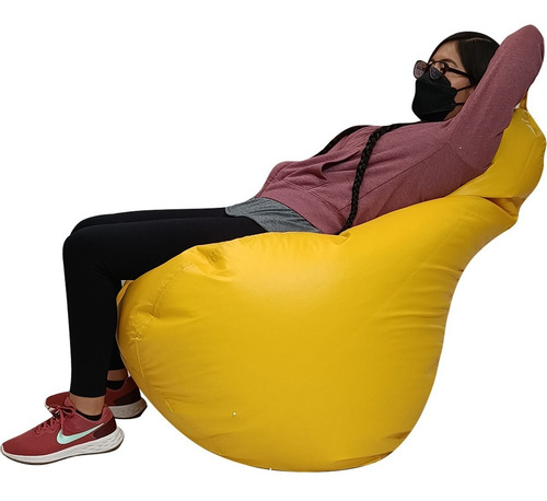 Sillón Puff Pera Premium Confortable Chocolate Color Amarillo