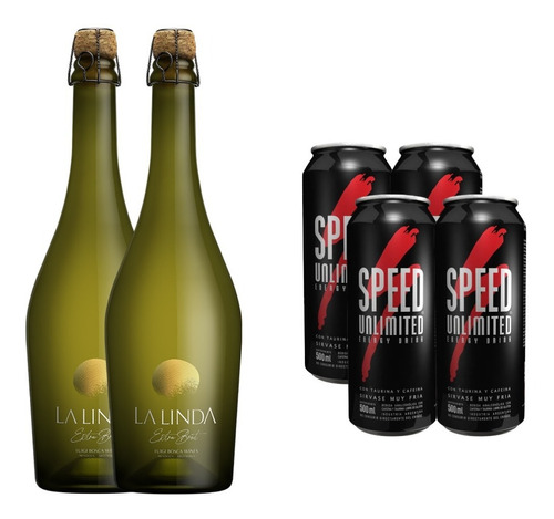 Combo Champagne La Linda Extra Brut 750ml X2 Speed 500ml X4