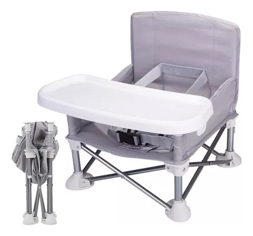 Silla Periquera Para Bebe Alimentacion Portatil Plegable Color Gris Gray