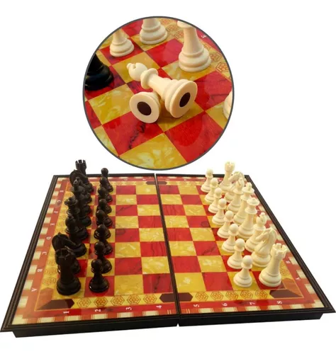 Jogo De Xadrez Magnético Dobrável Tabuleiro Portátil 25x25cm