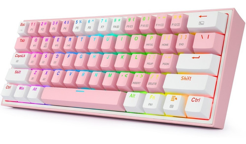 Teclado Gamer Redragon Fizz Pro K616 Rgb 60% Rosa Blanco