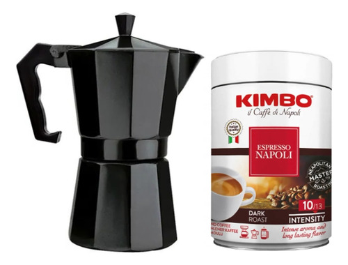 Café Kimbo Italiano Napoli 250 Gr + Cafetera Moka 6 Tazas 