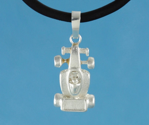 Imagen 3 de 6 de Dije F1 Vehículo Plata Ley .925 Incluye Collar Caucho