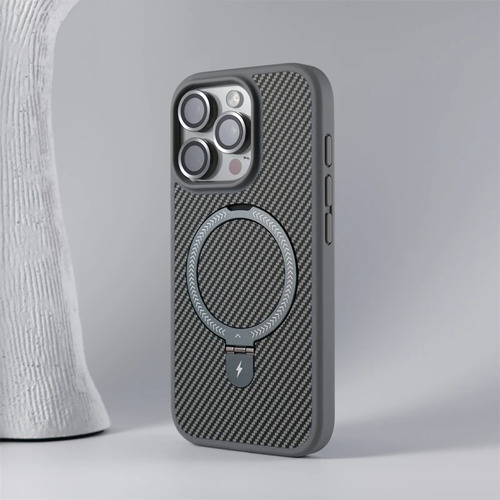 Capa De Telefone Com Suporte De Fibra De Carbono Para iPhone