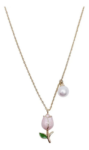Collar Dongdaemun Con Flores De Tulipán Para Mujer, Diseño D