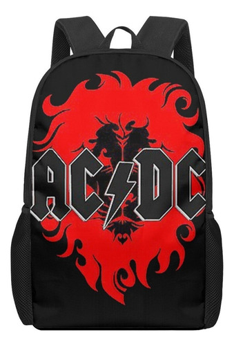 Mochila Escolar Con Estampado 3d De Banda Ac Dc For Niños N