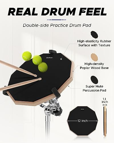 Starfavor Drum Practice Pad Con Snare Drum Stand Set, Kit De