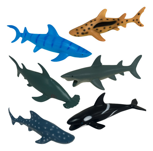 Brinquedo Animais Tubarao Baleia Peixe Kit 6 Un Imedia
