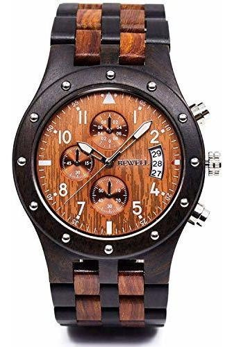 Bewell W109d Sub-dials Reloj De Madera Cuarzo Analógico Movi