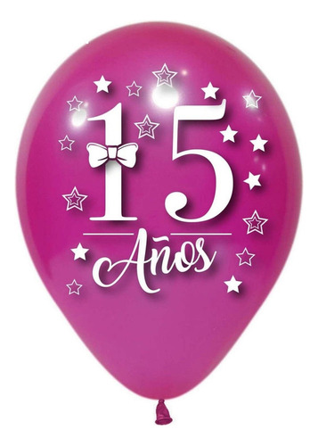 Globos Bombas Estampados X12u 15años Fucsia