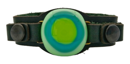 Imagen 3 de 3 de Pulsera Menta Limón Vidrio Cuero