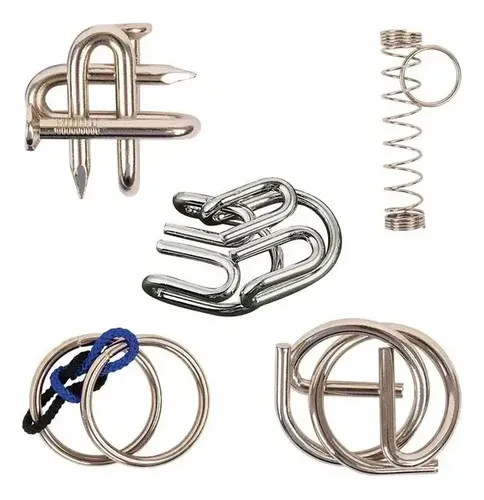 Set De 5 Rompecabezas De Metal – Desafíos De Ingenio Para Adultos Y Niños, Ideal Para Viaje Y Regalo