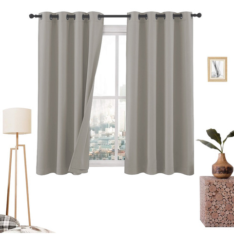 Cortinas Blackout 275cm Ancho X 160cm Alto - En 2 Páneles Color Gris