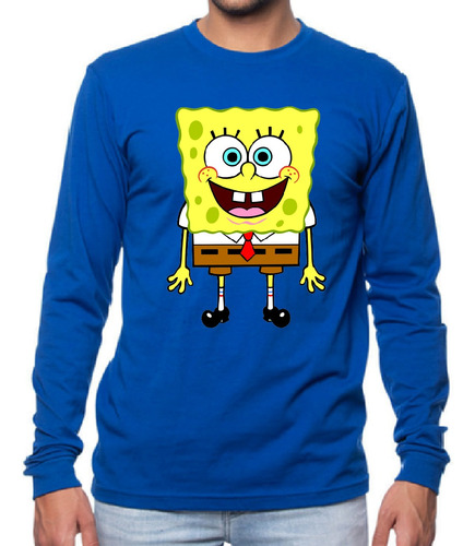 Polera Manga Larga Algodón Niños Bob Esponja