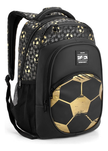 Mochila Juvenil Masculino Game Futebol Reforçada Cor Preto Futebol