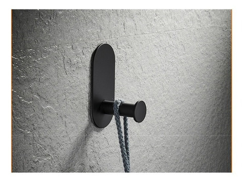 Set Accesorios Adhesivos Para Baño Negro Toallero 4 Piezas