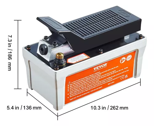 VEVOR Bomba Hidráulica de Pedal de Aire 10.000 PSI Capacidad de 1,6 L Tubo  de 2m