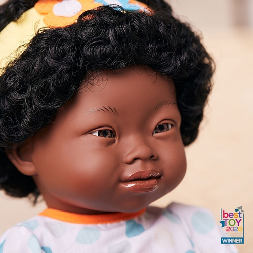 Muñeca Síndrome Down Africana 38 Cm