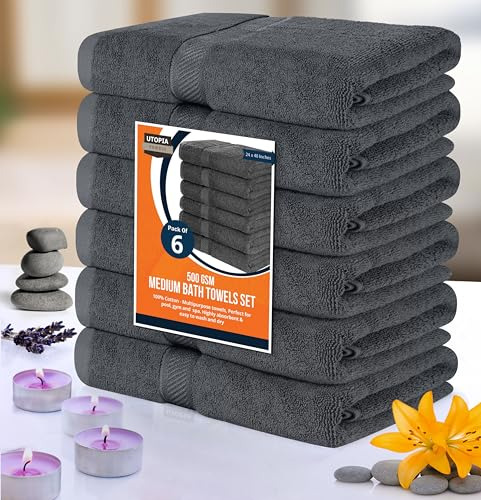 Juego De 6 Toallas De Baño 100% Algodón 500 Gsm