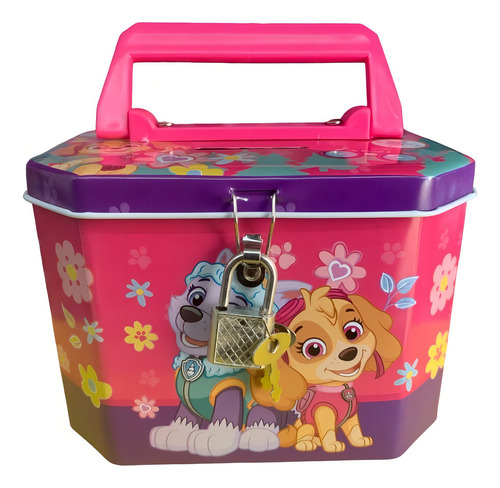Alcancia Metalica De Baúl Con Candado Paw Patrol (niña)