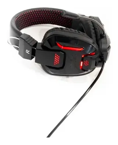 Auriculares Pc Ps4 Gamer Con Cable Y Microfono Luz Led Roja