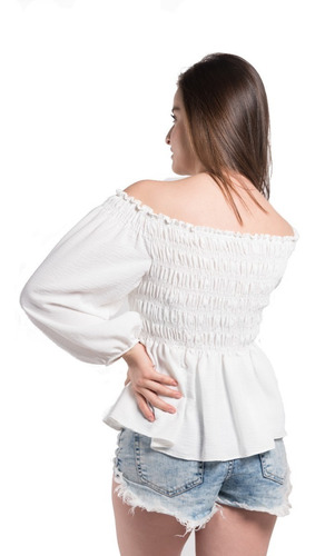 Imagen 2 de 2 de Blusa Manga Larga Con Smock En Hombro Y Pecho