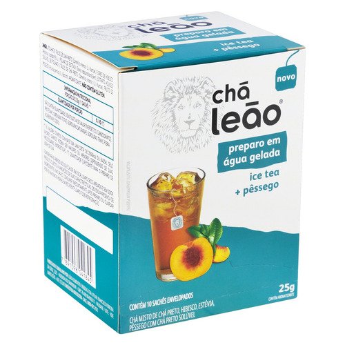 Imagem 4 de 6 de Chá Leão Água Gelada Ice Tea Pêssego 10 Sachês