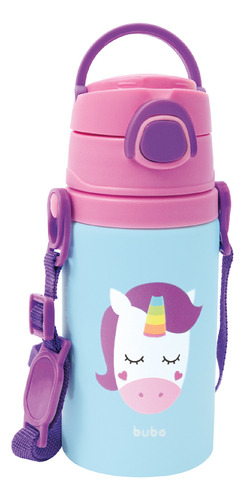 Copo Squeeze Metal Unicornio Buba Infantil Canudo Retratil