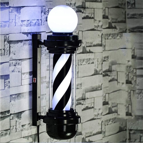 Poste De Barberia Clasicos Negro Con Blanco Grande Gordo