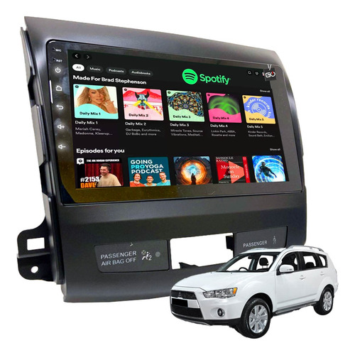 Multimídia 9pol Carplay Android Auto Usb Outlander 2006/2013